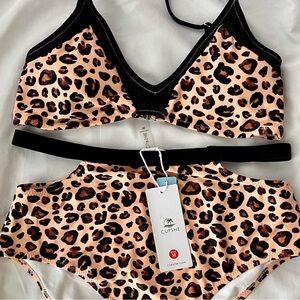 Cupshe Leopard Print Swimsuit- 2piece Bikini Top and Bottom Set- Sz M
